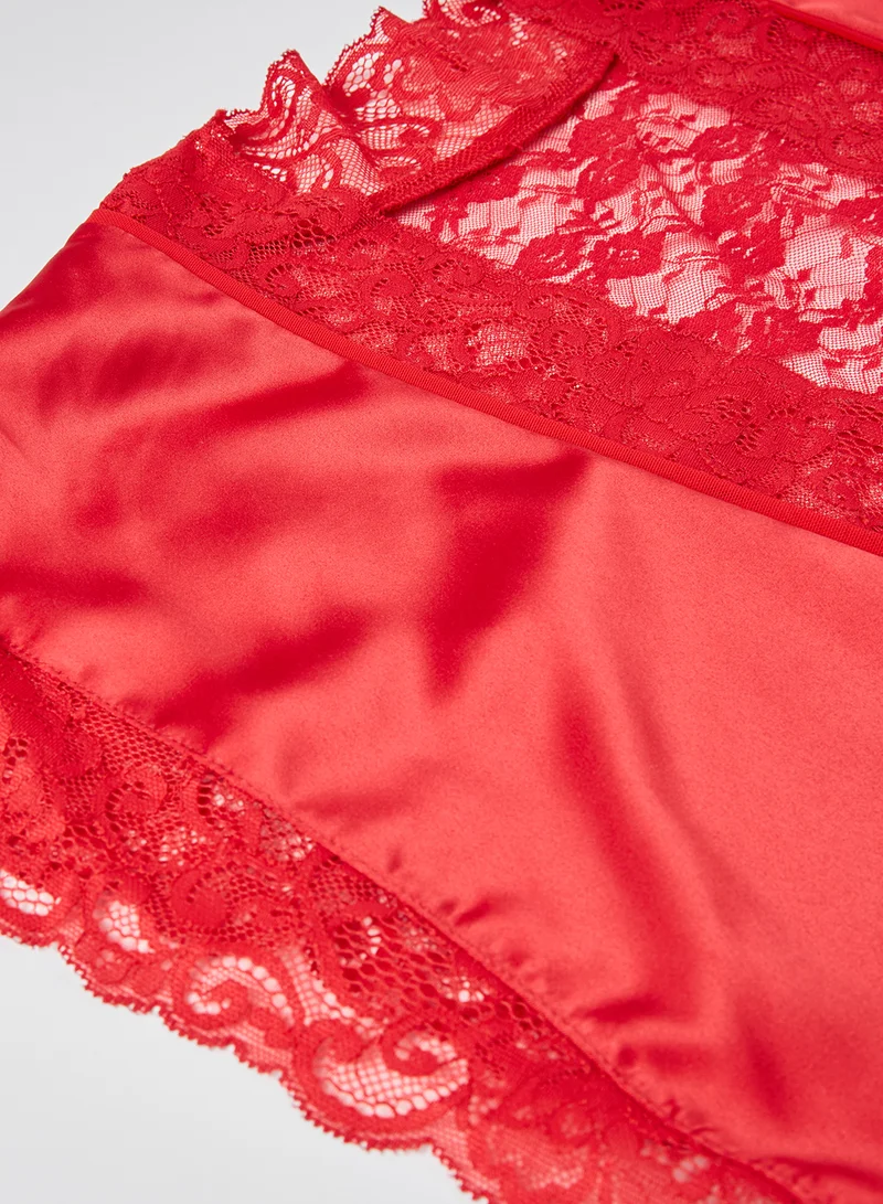 Amante Valentines Solid Ruffle Sleeve Nightdress Tango Red