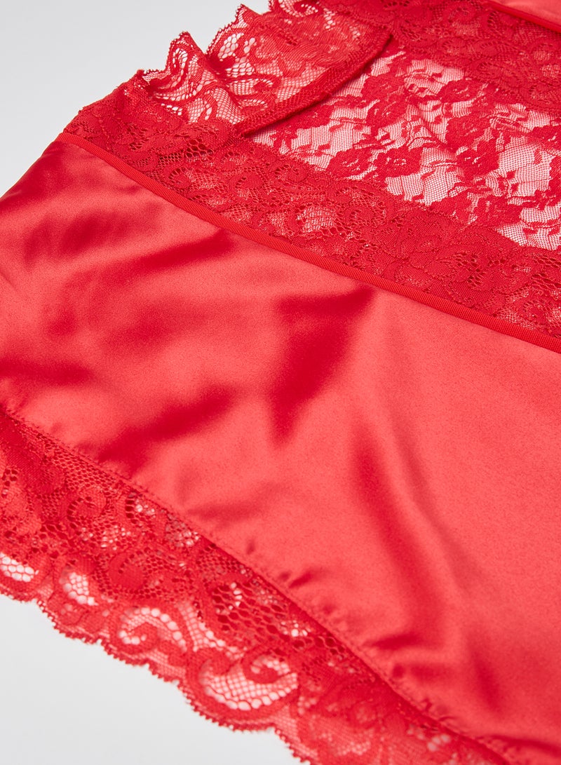 Amante - Valentines Solid Ruffle Sleeve Nightdress Tango Red - Image 1