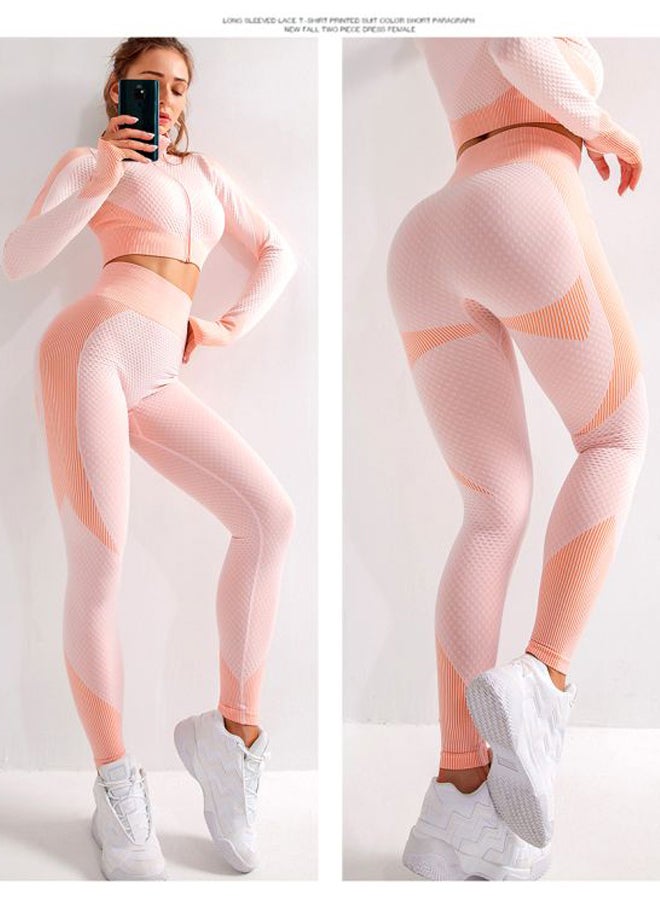 QiaoKai - 2-Piece Solid Sports Suit Pink - Image 1