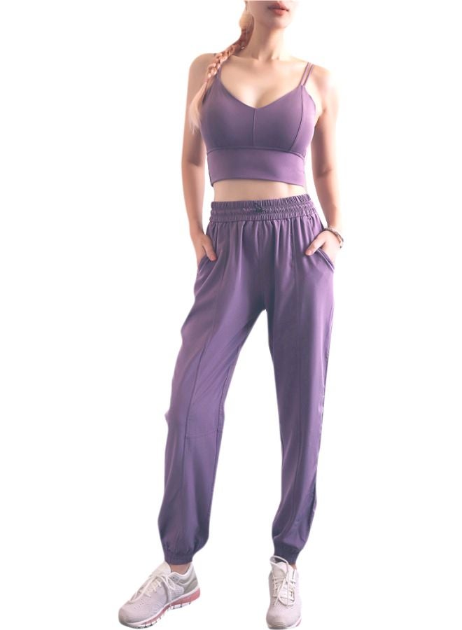 QiaoKai Ribbed Joggers Purple  - Image 1