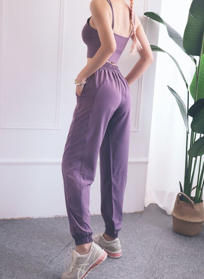QiaoKai Ribbed Joggers Purple  - Image 2
