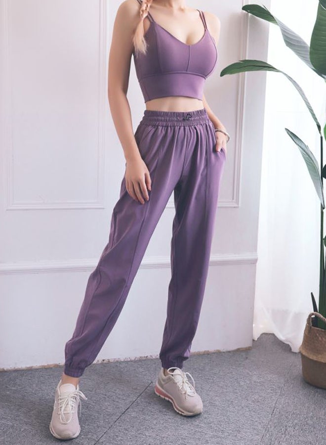QiaoKai Ribbed Joggers Purple  - Image 4