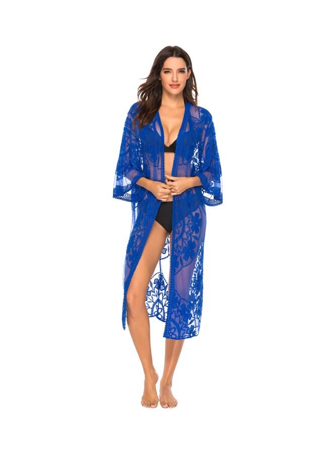 QiaoKai Floral Lace Embroidered Cover Up Blue  - Image 1