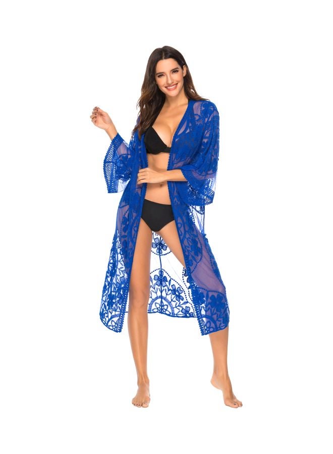 QiaoKai Floral Lace Embroidered Cover Up Blue  - Image 2