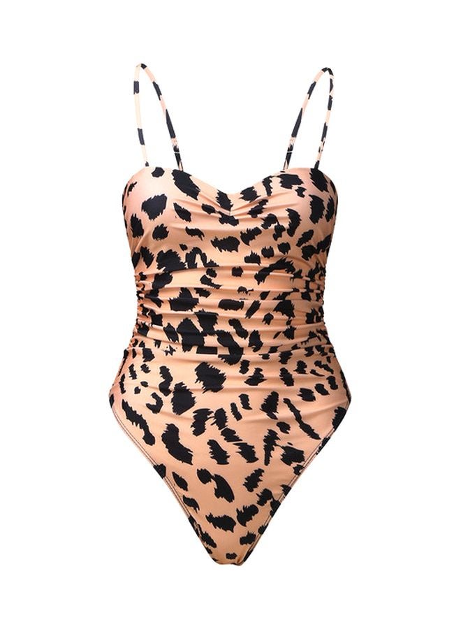 QiaoKai Leopard Pattern One Piece Swimsuit Pink/Black  - Image 1