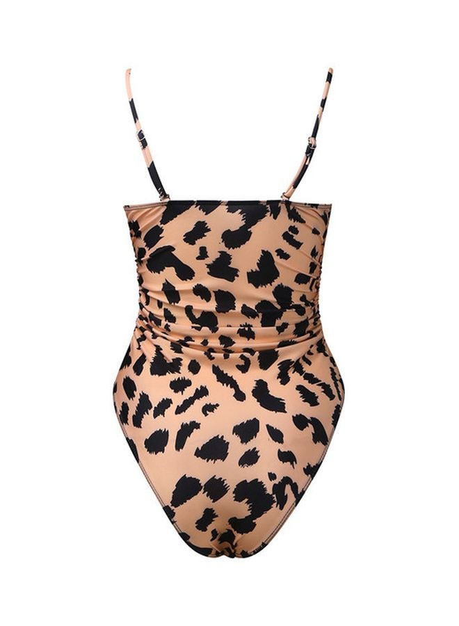 QiaoKai Leopard Pattern One Piece Swimsuit Pink/Black  - Image 2