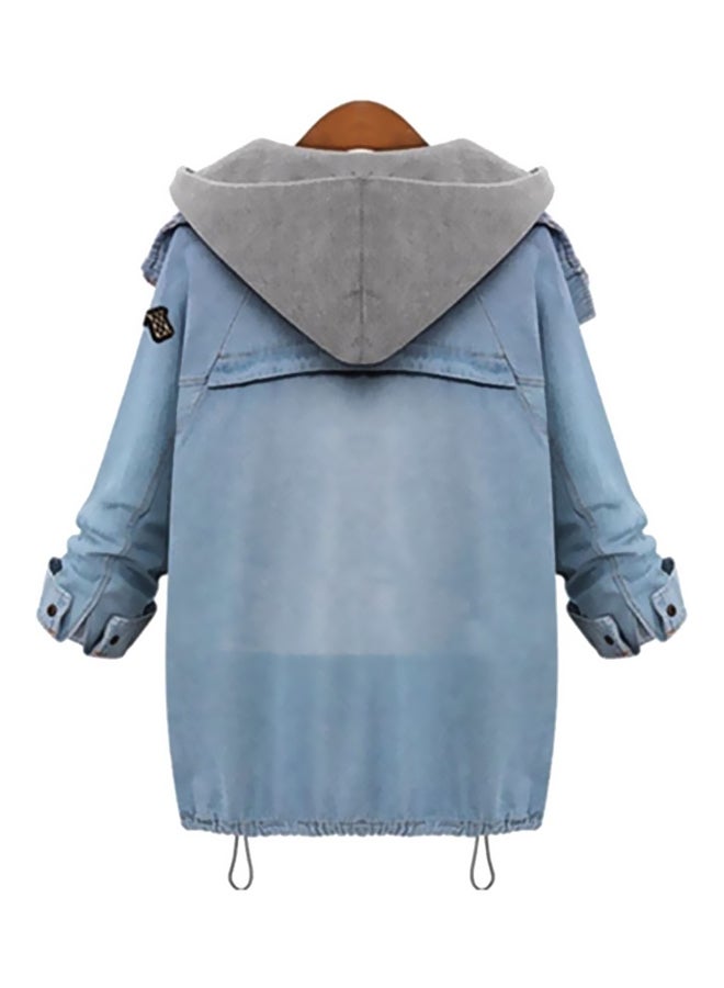 QiaoKai Detachable Two Piece Denim Coat Blue/Grey  - Image 2