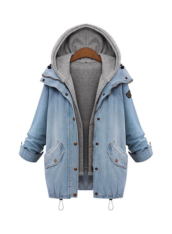 QiaoKai Detachable Two Piece Denim Coat Blue/Grey  - Image 1
