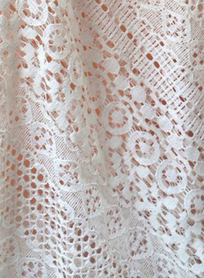 QiaoKai Lace Designed Asymmetrical Cover Up White  - Image 3