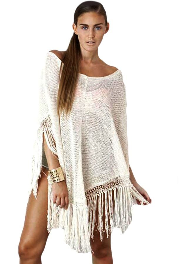 QiaoKai Kaftan Tassel Cover Up White  - Image 1