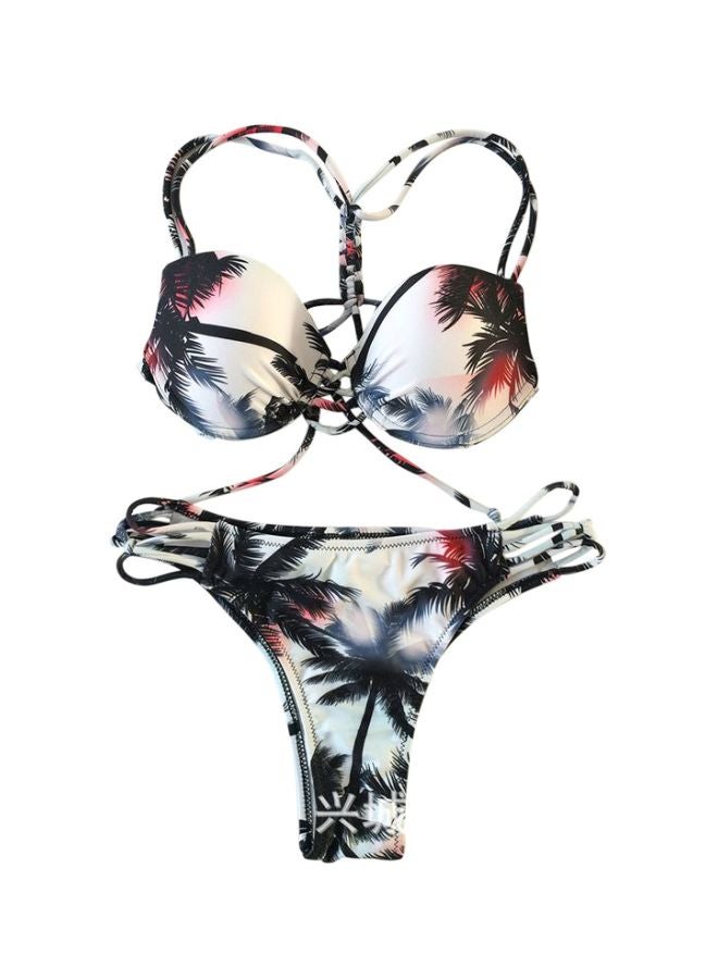 QiaoKai 2-Piece Printed Bikini White/Pink/Black  - Image 1