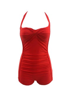 Solid Design Swimwear Red