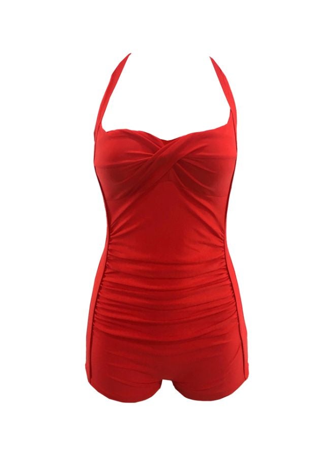QiaoKai - Solid Design Swimwear Red - Image 1
