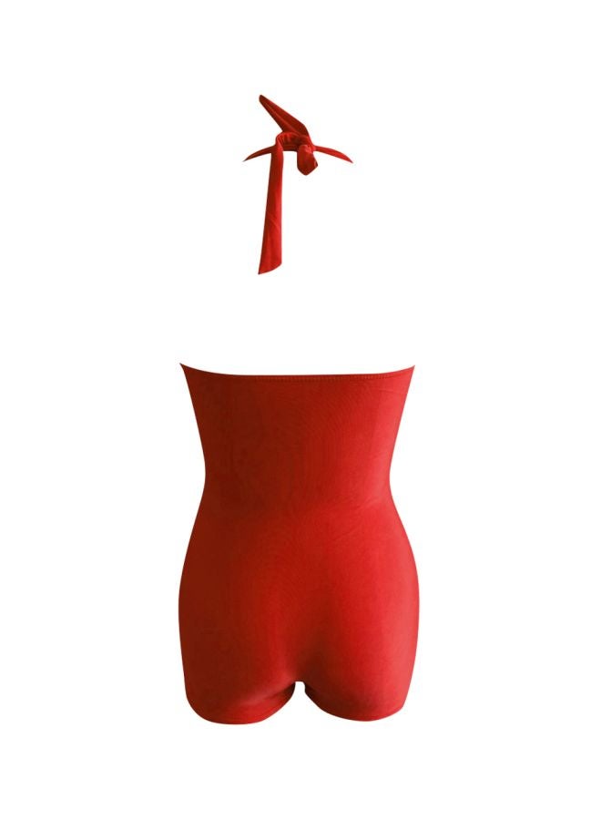 QiaoKai - Solid Design Swimwear Red - Image 1