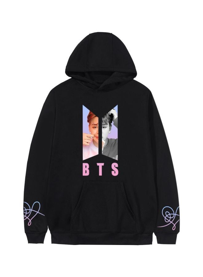 كياوكاي هودي مطبوع عليه كلمة "BTS" أسود/ أرجواني/ رمادي  - Image 1