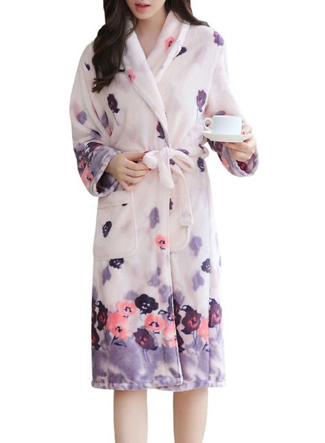 Beauenty Floral Printed Pocketed Robe White/Purple/Pink  - Image 1