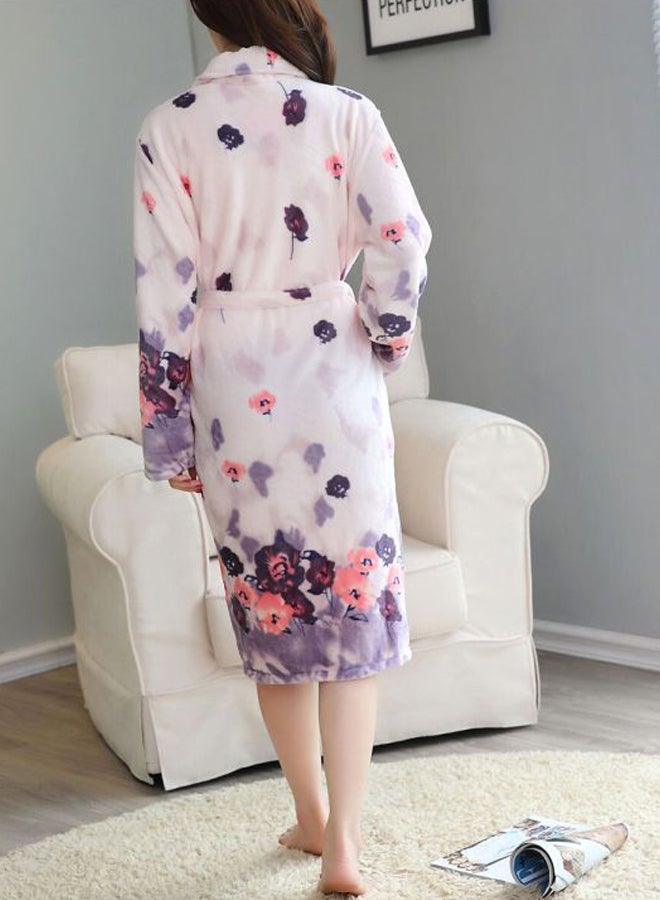 Beauenty Floral Printed Pocketed Robe White/Purple/Pink  - Image 2