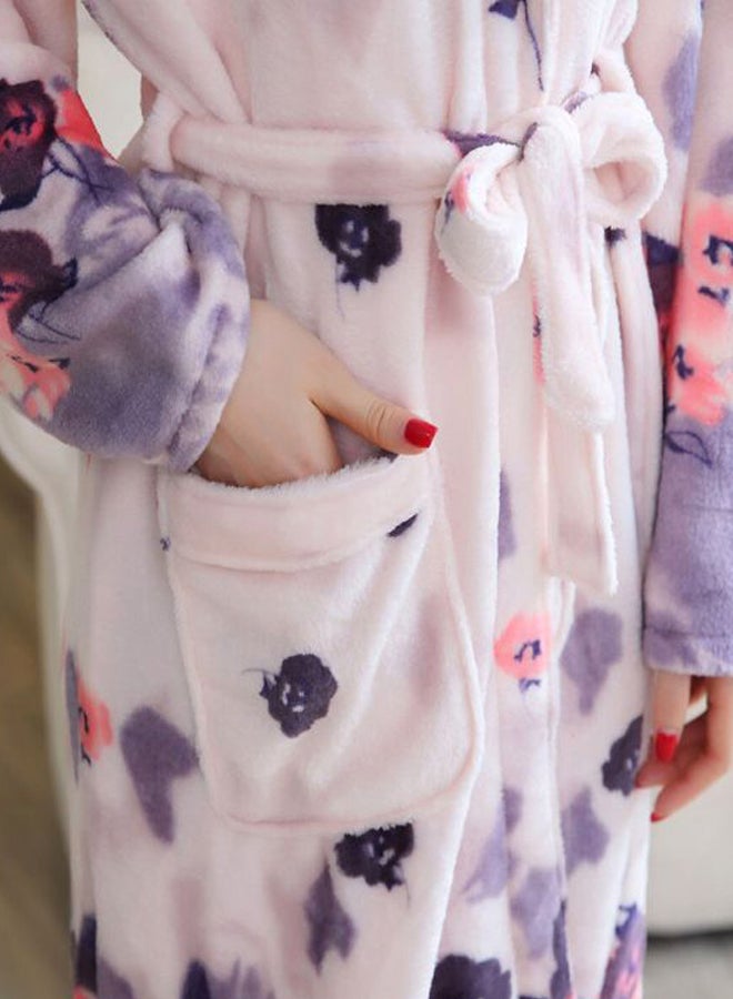 Beauenty Floral Printed Pocketed Robe White/Purple/Pink  - Image 3