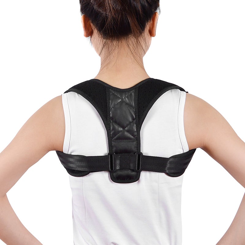 Generic Breathable Adjustable Upper Back Brace Posture Corrector With Exercise Resistance Band 22*3*13cm  - Image 2