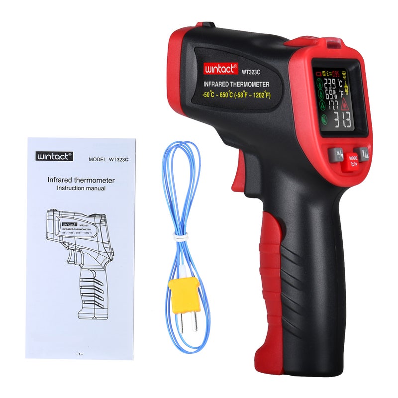 ماركة غير محددة مقياس حرارة بالأشعة تحت الحمراء وينتاكت WT323C - من 50 وحتى 650 درجة فهرنهايت أسود وأحمر 20.00X6.00X12.50سم  - Image 5