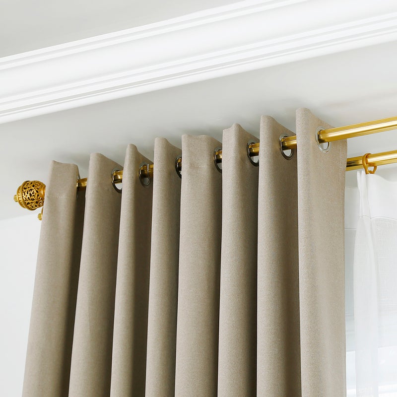 Set Of 2-Panels (53x106inch) Grommet Insulated Blackout Room Curtains Camel 35*1*30cm  - Image 2
