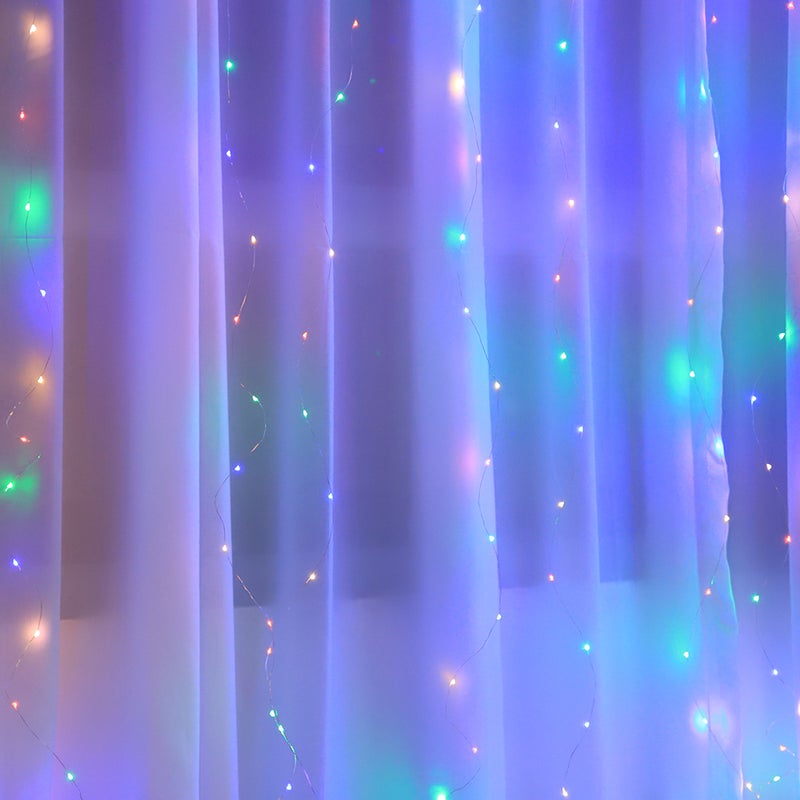 شريط إضاءة للنوافذ مكون من 300 مصباح LED بتصميم نجوم متلألئة أبيض 10*5*10سم - Image 3
