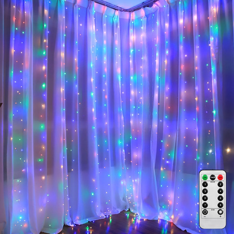 شريط إضاءة للنوافذ مكون من 300 مصباح LED بتصميم نجوم متلألئة أبيض 10*5*10سم - Image 1