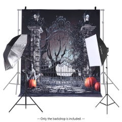Generic 6.9x5ft/2.1x1.5m Halloween Decoration Pumpkin Pattern Backdrop Photography Background Black  - Image 2