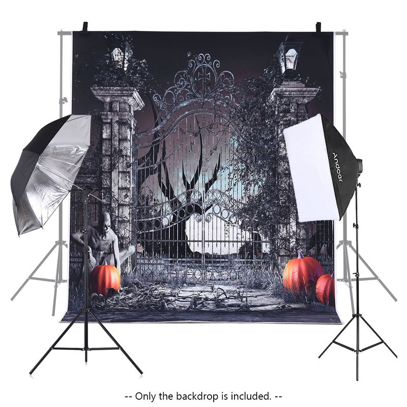 6.9x5ft/2.1x1.5m Halloween Decoration Pumpkin Pattern Backdrop Photography Background Black  - Image 2