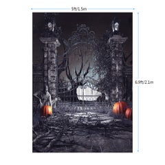 Generic 6.9x5ft/2.1x1.5m Halloween Decoration Pumpkin Pattern Backdrop Photography Background Black  - Image 3