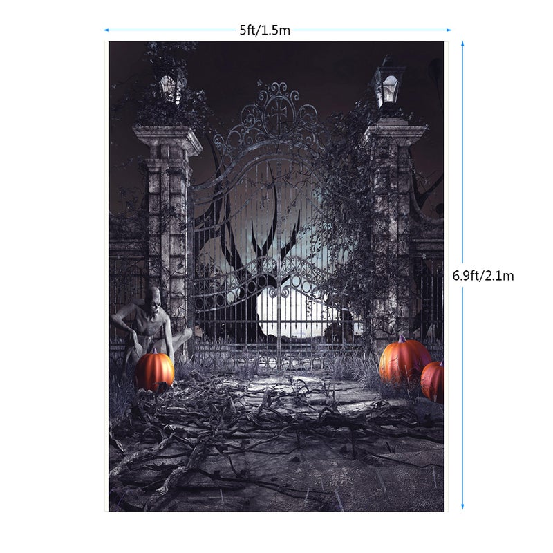 6.9x5ft/2.1x1.5m Halloween Decoration Pumpkin Pattern Backdrop Photography Background Black  - Image 3