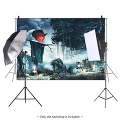 Generic 6.9x5ft/2.1x1.5m Halloween Decoration Pumpkin Pattern Backdrop Photography Background Blue  - Image 2