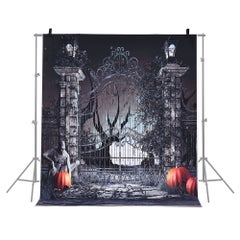 Generic 6.9x5ft/2.1x1.5m Halloween Decoration Pumpkin Pattern Backdrop Photography Background Black  - Image 1
