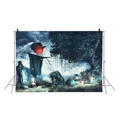 Generic 6.9x5ft/2.1x1.5m Halloween Decoration Pumpkin Pattern Backdrop Photography Background Blue  - Image 1