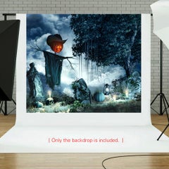 Generic 6.9x5ft/2.1x1.5m Halloween Decoration Pumpkin Pattern Backdrop Photography Background Blue  - Image 5