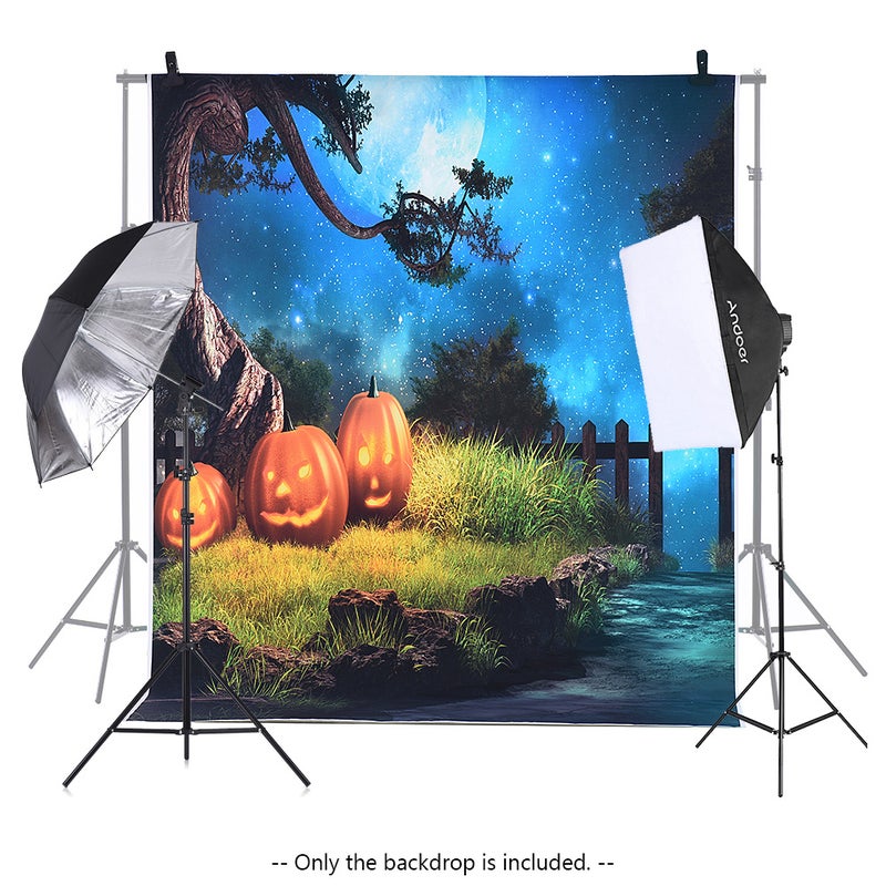 6.9x5ft/2.1x1.5m Halloween Decoration Pumpkin Pattern Backdrop Photography Background Blue - Image 4