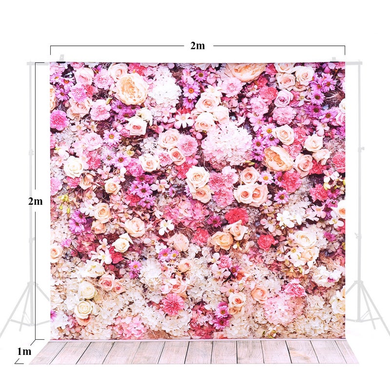ANDOER 2x3m/6.6x9.8ft Flower Wood Pattern Large Photography Backdrop Background Multicolor - Image 2