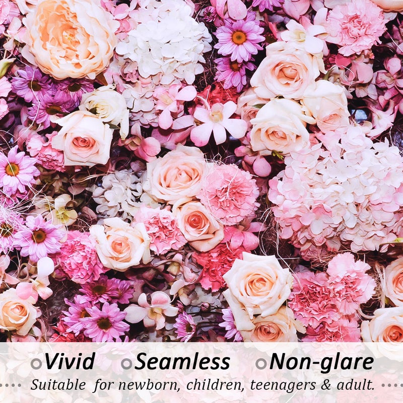 ANDOER 2x3m/6.6x9.8ft Flower Wood Pattern Large Photography Backdrop Background Multicolor - Image 3