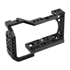 Generic Aluminum Alloy Camera Cage Rig With Cold Shoe Mount ARRI Locating 1/4 3/8 Threaded Holes For Sony A6000/A6100/A6300/A6400/A6500 Cameras Black  - Image 1