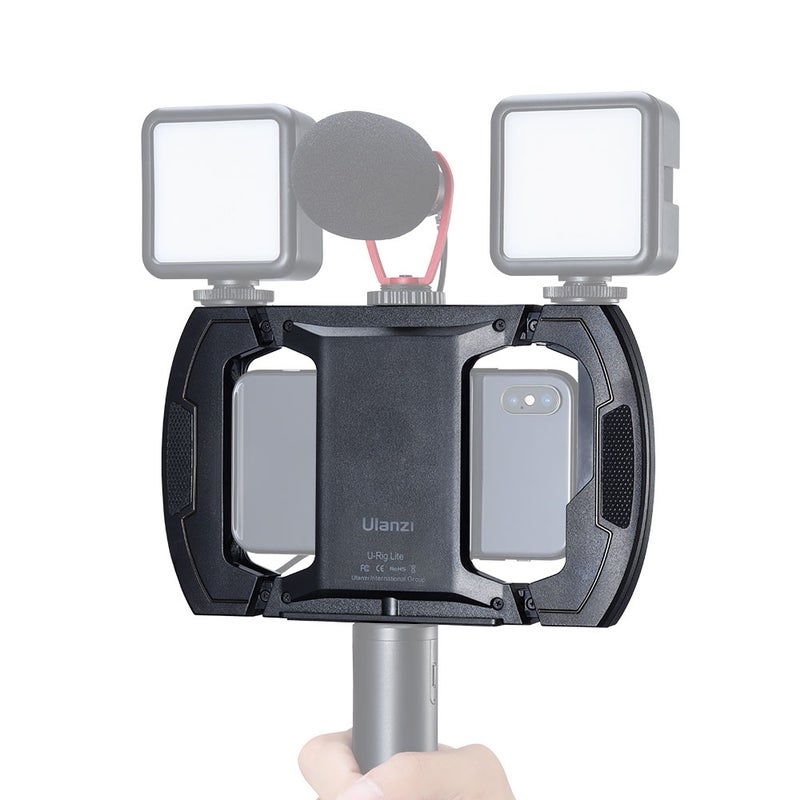 Ulanzi Lite Video Vlog Phone Rig Cage With Triple Cold Shoe 1/4 Screw Thread Black  - Image 3