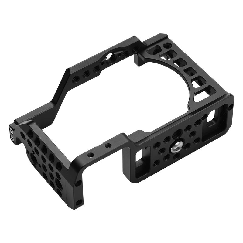 Aluminum Alloy Camera Cage Rig With Cold Shoe Mount ARRI Locating 1/4 3/8 Threaded Holes For Sony A6000/A6100/A6300/A6400/A6500 Cameras Black  - Image 4