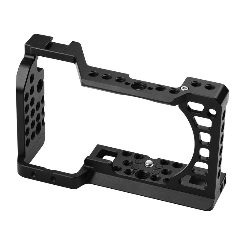 Aluminum Alloy Camera Cage Rig With Cold Shoe Mount ARRI Locating 1/4 3/8 Threaded Holes For Sony A6000/A6100/A6300/A6400/A6500 Cameras Black  - Image 3