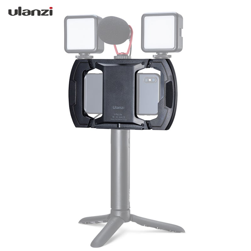 Ulanzi Lite Video Vlog Phone Rig Cage With Triple Cold Shoe 1/4 Screw Thread Black  - Image 1
