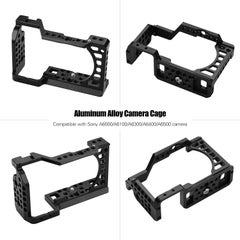 Generic Aluminum Alloy Camera Cage Rig With Cold Shoe Mount ARRI Locating 1/4 3/8 Threaded Holes For Sony A6000/A6100/A6300/A6400/A6500 Cameras Black  - Image 5