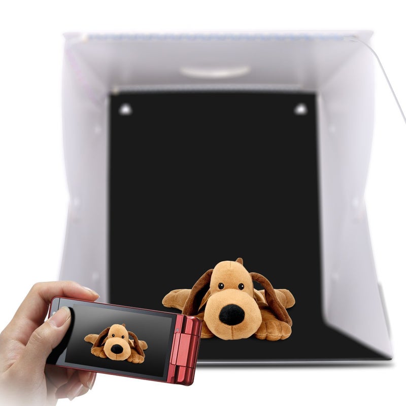 Generic 0.4m Portable Multifunctional  LED Light Photography Soft Box Set With Backdrops White  - Image 3