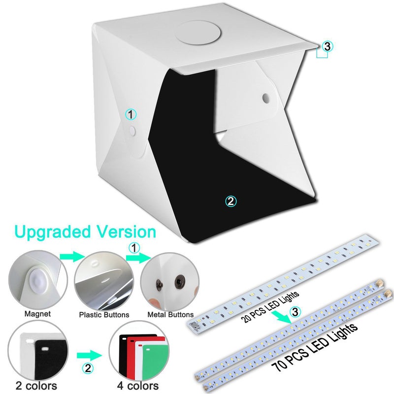 Generic 0.4m Portable Multifunctional  LED Light Photography Soft Box Set With Backdrops White  - Image 4