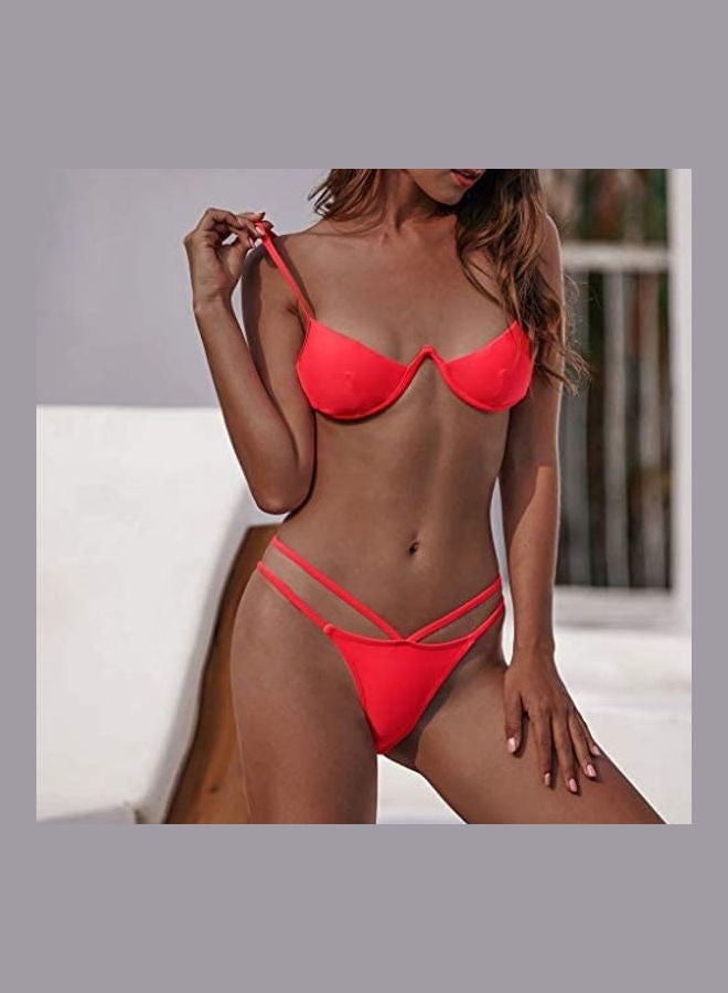 Generic - Women Push-Up Padded Bra Beach Bikini Set Red - Image 1