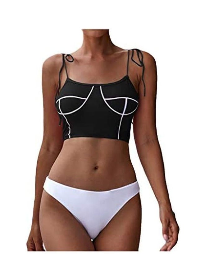 Generic Women Push-Up Padded Bra Beach Bikini Set Black/White  - Image 1