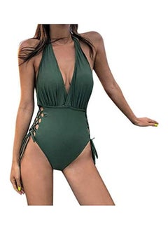 Lady Women Surfing Solid Beach Bikini Set Green