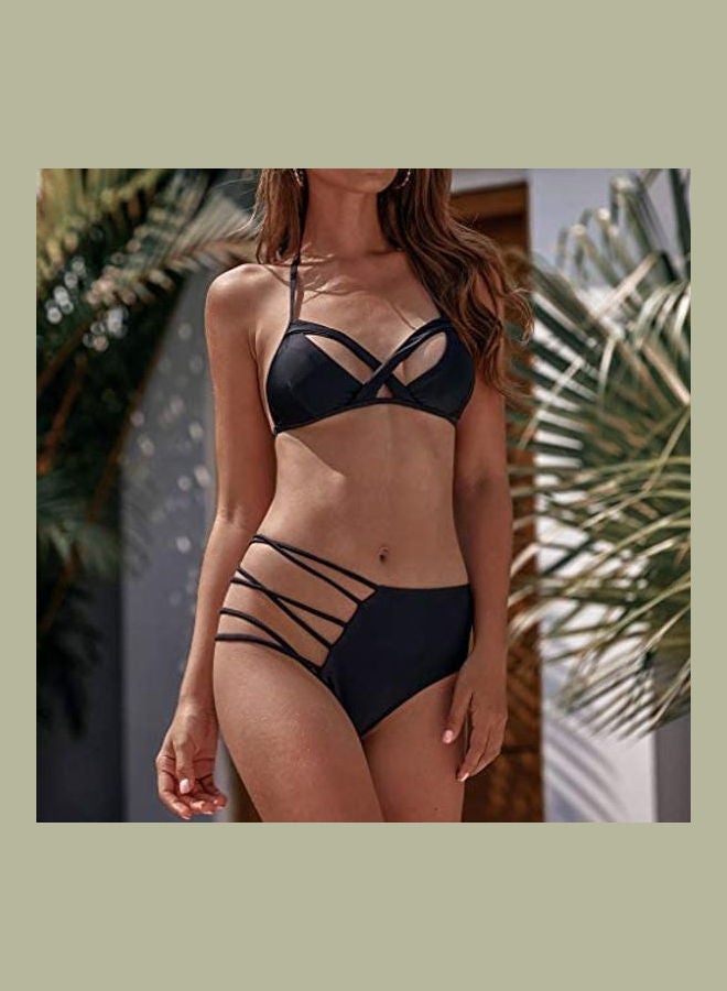 Generic Women Bandage Push-Up Padded Bra Beach Bikini Set Black  - Image 2
